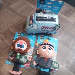 BarkBox Home Alone Holiday Marv & Harry Van Lot Chew Toy Plush Doll Dog Soft Fun